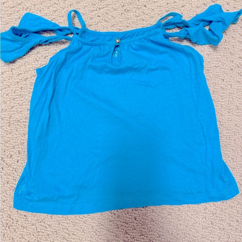 Lilly Pulitzer Turquoise Blue Cold Shoulder Top Sz Small (4-5)